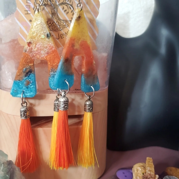 😱3 for $20 Handmade unique one of a kind dangle tassel multi stone Earrings - Picture 10 of 10